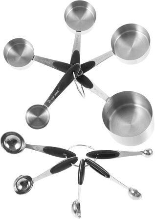 Cabilock 3-Piece Measuring Spoon Set, Stainless Steel Kitchen Helper Set, Kitchen Utensil Set, Measuring Spoons Set, Dessert Cups with Lid, Measuring Spoon Cup, Stainless Steel