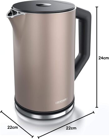 Електричний чайник Arendo ELEGANT з регулюванням температури 40-100°C, 1,5 л, 2200 Вт, бронзовий