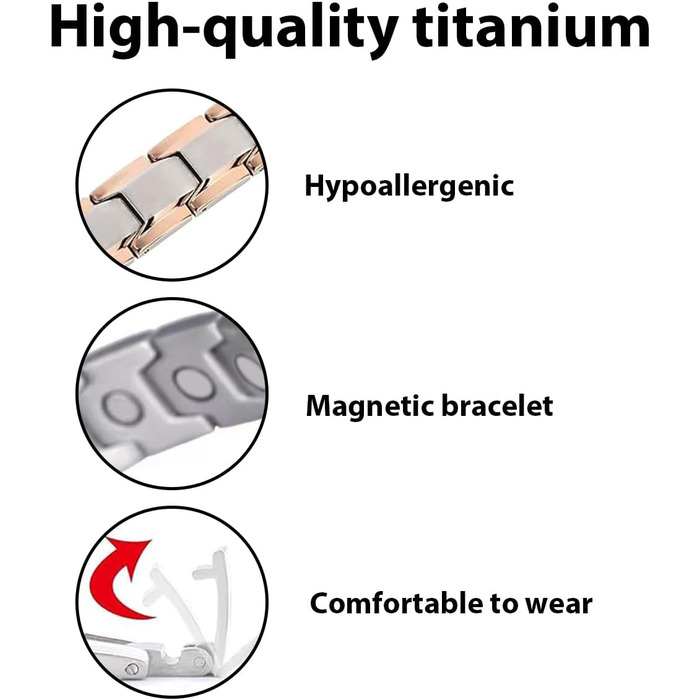 Чоловічий браслет з магнітною терапією - Елегантний дизайн широких ланок з хірургічної сталі, покриття титаном, стильний аксесуар для чоловіків