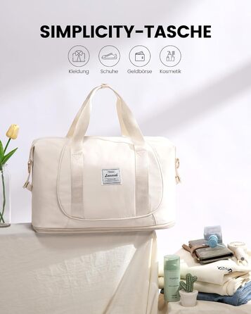 LOVEVOOK Сумка ручної поклажі Ryanair 40x30x20, розширювана, для авіаперельотів, зелена (бежева), жіноча/чоловіча