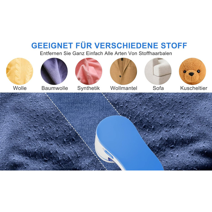 Електричний видалення ворсу Fusselrasierer: портативний пристрій для одягу з USB зарядкою та 1 змінною головкою (блакитний)