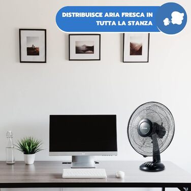 Вентилятор настільний Ardes STYLE 41, 40 см, 3 швидкості, хромований, білий