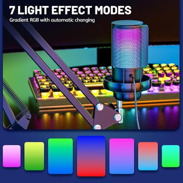 USB мікрофон для геймінгу та стримінгу: конденсаторний мікрофон з виносним кріпленням, кабель 1.5м, сумісний з PC, PS4/PS5, iOS/Windows/Android