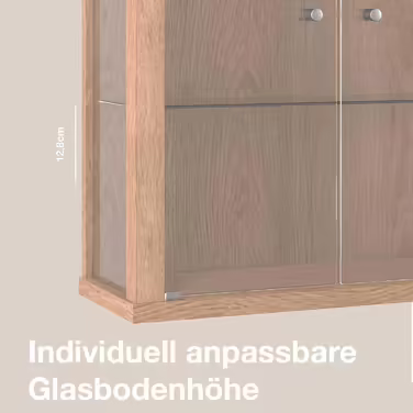 K-Möbel Wall Display Cabinet Glass - Made in Germany - Hanging glass display cabinet with 2 height-adjustable tempered glass shelves (ESG) in beech - Cabinet with glass doors - Wall cabinet - Display Cabinet (5) Winchester Oak, 80x60x25cm