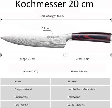 Японський ніж Nakiri 18 см, професійний кухонний ніж для м'яса та овочів, нержавіюча сталь, ручка Pakkaholz
