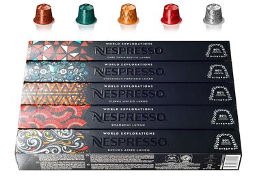 Набір кави Nespresso World Explorations: Envivo, Fortissio, Linizio, Shanghai, Buenos Aires Lungo, 50 капсул