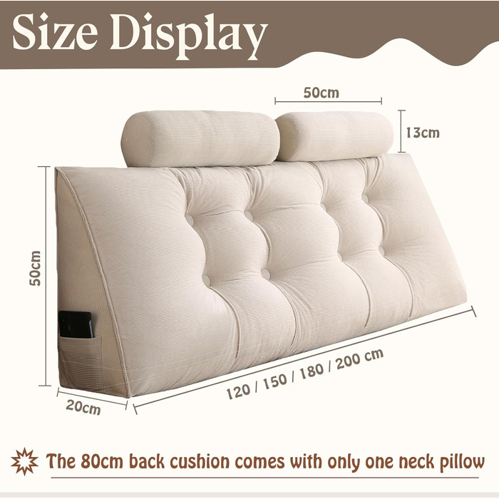 Підголовник для ліжка Keilkissen: Зручний трикутник для підтримки спини та шиї (80x50x20 см)