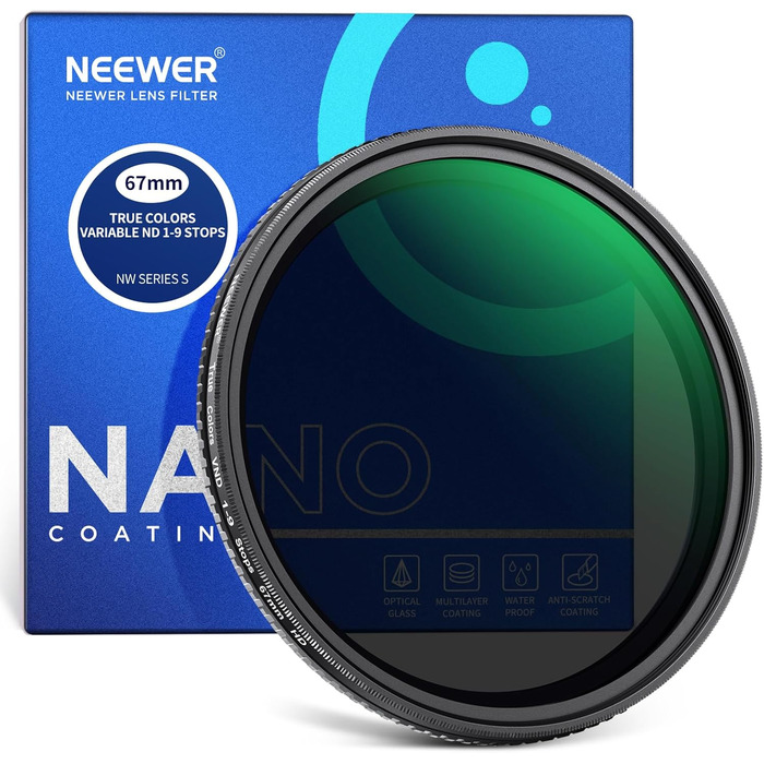 NEEWER Фільтр ND Variabler 67mm (ND2-ND400) з HD склом та алюмінієвим каркасом