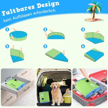 Басейн для собак великих та малих порід, 120 см, складаний, PVC, басейн для купання собак та дітей, портативний, басейн для собак