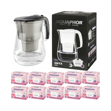 Фільтр-кувшин для води Aquaphor Onyx, чорний + 10 змінних картриджів Maxfor+ Mg