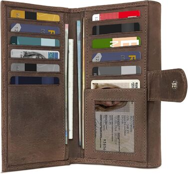 ROYALZ 'Orelia' Vintage Leather Wallet for Women - Large Portemonnaie (Wallet) with Many Compartments, RFID Blocker, Crossbody Wallet