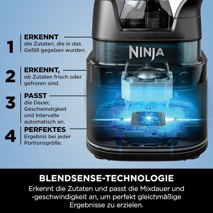 Ninja 2-in-1 Power Detect Pro Mixer with 1.5L Jug & 2 Single-Serve Cups - 1200W, Smoothie, Frozen Drink & Vegetable Chopping Mixer