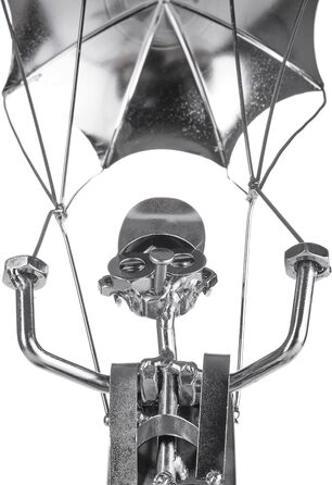 BRUBAKER Bottle Holder Parachutist - Metal Wine Bottle Holder Parachute Jump - Sculpture with Gift Card - Silver