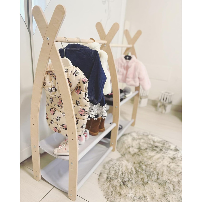 MAMOI® Clothes Rail for Baby Nursery | Children's Clothes Rail 106x95x32cm / 53x95x32cm | Children's Clothes Rack Baby | Coat Rack | Baby Wardrobe | Children's Wardrobe | 100% ECO | Made in EU