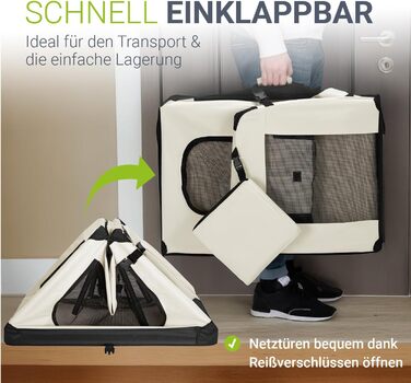 Juskys Foldable Dog Carrier Box - Portable Travel Cage for Dogs, Cats & Pets - Oxford Fabric, Includes Blanket, Bag & Handles - 34x50x36 cm