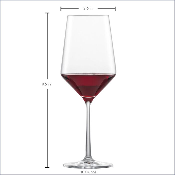Schott Zwiesel Tritan Crystal Glass, pure stemware, Cabernet/Universal Red or White Wine Glass, 516 ml, 4-piece set