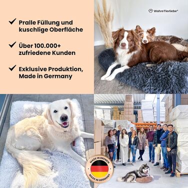Преміум подушка для собак Wahre Tierliebe Fluffy - М'яке ліжко для вашого улюбленця. Легко чиститься, ідеально для дому та в дорогу. Розмір L (120x80x30 см), темно-сірий колір.