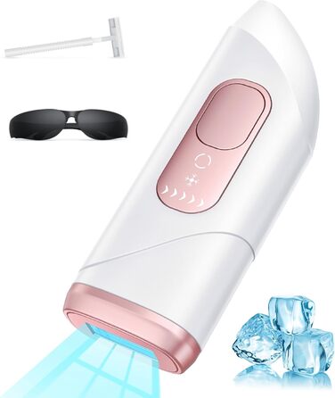 Пристрій для епіляції IPL з лазером та охолодженням, необмежена кількість імпульсів, довжина хвилі 600 нм, для жінок та чоловіків, обличчя, бікіні, руки, ноги, тіло, Rose