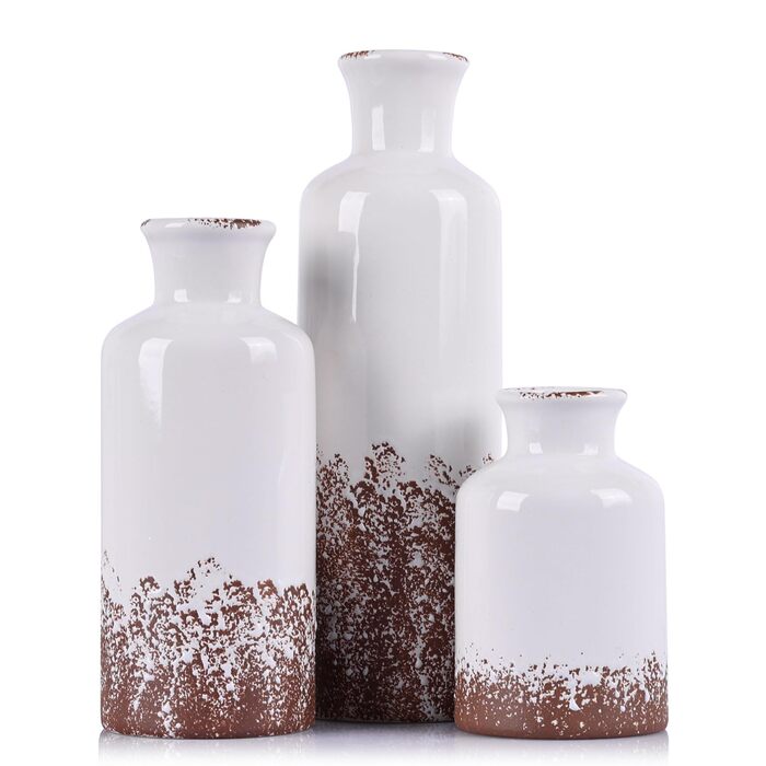 Набір керамічних ваз (3 шт.) сірого кольору для декору інтер'єру, сучасний, рустикальний стиль, для вітальні, кухні, полиці, спальні, ванної кімнати, каміна, столу, передпокою