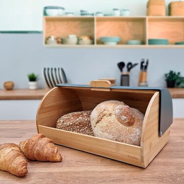 Брібе Nordic Brotkasten: коробка для хліба з бамбука, чорна (BRI-BB1162GRY)