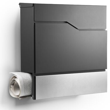 Поштовий ящик модерн Tokyo Anthrazit RAL7016 з газетницею та гравіюванням (без гравіювання) - нержавіюча сталь, стійкий до УФ-випромінювання