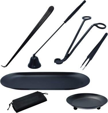 7-in-1 Stainless Steel Candle Accessory Set – Candle Wick Trimmer, Candle Snuffer, Candle Wick Dipper, Tweezers, Candle Tray Plate for Candle Lovers, Family, Party