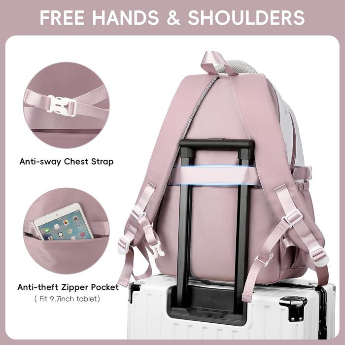 Рюкзак для підлітка, 36L, для дівчат 3-9 клас, великий стильний рюкзак для ноутбука 16 дюймів, повсякденний шкільний рюкзак, сумісний з візком (фіолетовий)