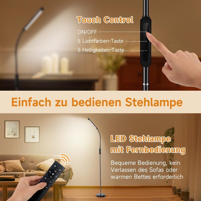 LED лампа настільна для роботи та навчання, 15 режимів, денне світло, 1000LM, регулювання яскравості, багато кольорів