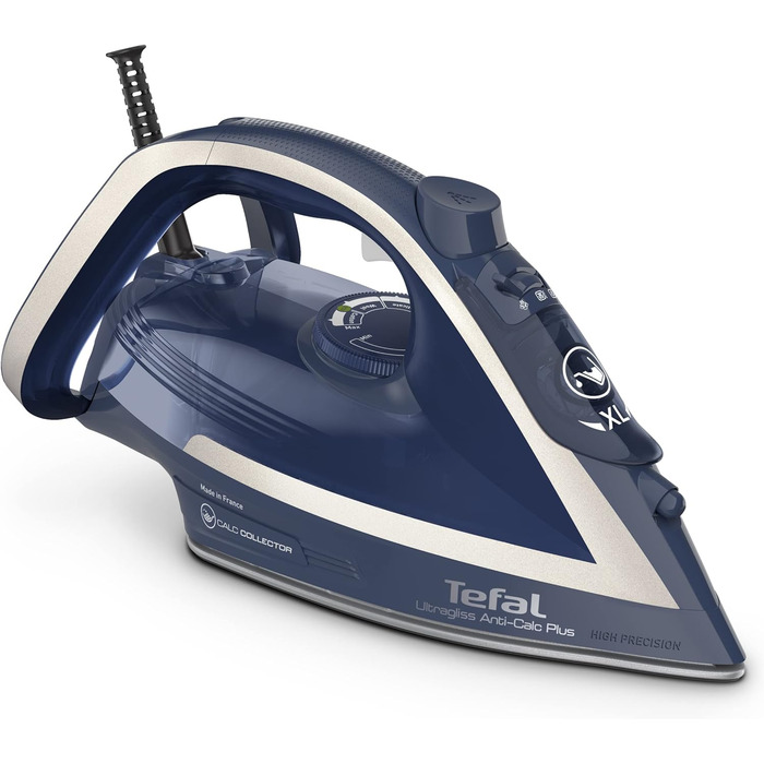 Tefal FV6830 Ultragliss Anti-Kalk Plus Steam Iron | 2800 Watts | Steam Boost: 250 g/min | 50 g/min Steam Output | Removable Scale Collector | Scratch-Resistant Soleplate | Blue/White [2] Anti-Scale Expert
