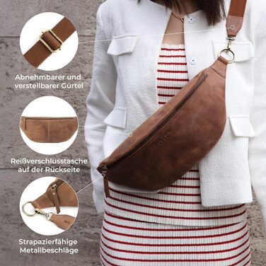 Чоловіча/Жіноча сумка через плече Berliner Bags Preiu Bauchtasche, сумка на пояс, шкіряна, кросбоді, для чоловіків та жінок (Camel, XL)
