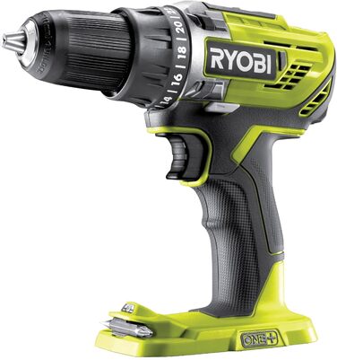 RYOBI 18V ONE+ акумуляторний дриль-шуруповерт комплект R18DD3-120S, включає акумулятор 18V 2.0Ah Lithium+, зарядний пристрій, кейс для інструменту