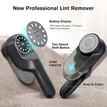 Електричний видальник ворсу Fusselrasierer з USB-зарядкою, LED-дисплеєм та 6-ма лезами. Для одягу, меблів. 2 режими потужності