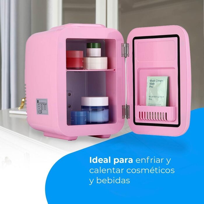 Портативний міні-холодильник NK, 4 літри, 12V-220V, охолодження та нагрів, рожевий