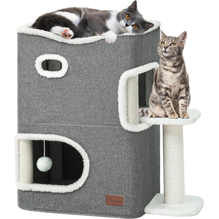YITAHOME Cat House Indoor, Cat Bed for Indoor Cats, Cat Tunnel, Cat Cave, Small Scratching Post, Cat Furniture, Cat Bed Cave, cat caves, Cat Beds (Gray, With Platform)