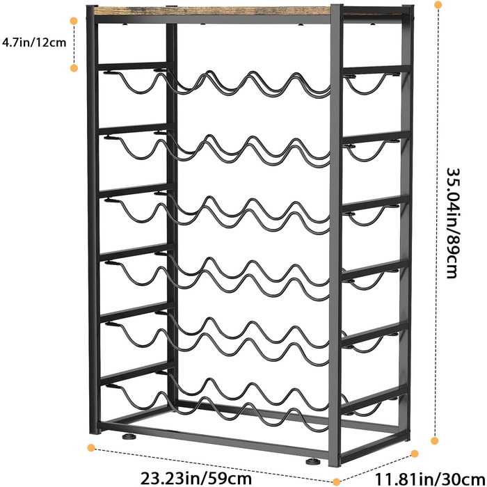 Стильна вітрина для вина Urban Deco на 30 пляшок з дерев'яною стільницею, чорна металева полиця для кухні, бару, погреба, їдальні, 59 x 30 x 89 см