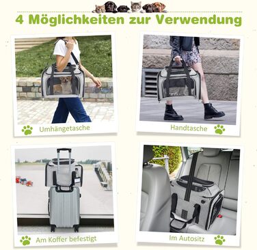 Транспортна сумка для кота, переноска для кота та собаки, сіра, 43x28x28 см