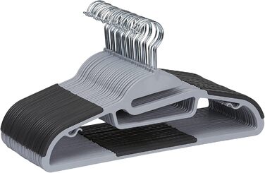 Amazon Basics Plastic Hangers, Rubber-Coated, Color: Black, Purple, 50-Piece