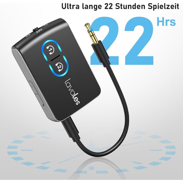 Передавач Bluetooth Lavales ML302Pro: 2-в-1 адаптер для 2 навушників, AptX-LL, 3.5mm jack, для TV, літака, гучномовця, спортзалу, регулювання гучності