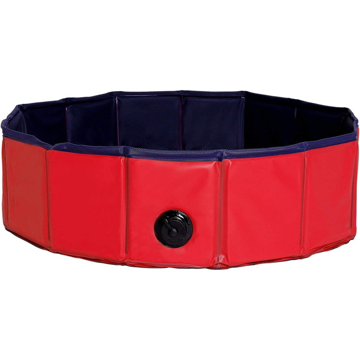 Дитячий надувний басейн Lionto для собак, Ø 80 см, 20 см, антиковзаюче покриття, зливний отвір, без насоса, синьо-червоний, S