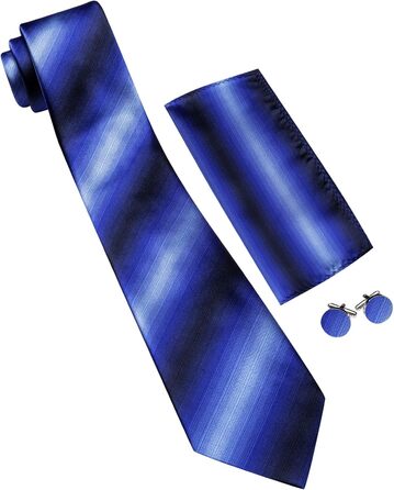 Комплект краваток Barry.Wang: краватка, кишеньковий хустинка та запонки (святковий, для весілля) - блакитний та темно-блакитний