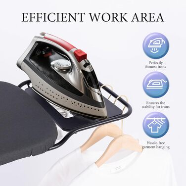 Гладильна дошка Aoufottes люкс, розширювана, з підставкою для праски, чорна, 120x38 см