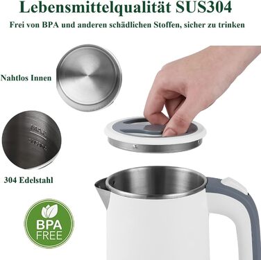 Електричний чайник MiliPow 0.8 л, 600 Вт, для подорожей | З нержавіючої сталі 304 | Швидкий кип'ятіння | Автоматичне вимкнення