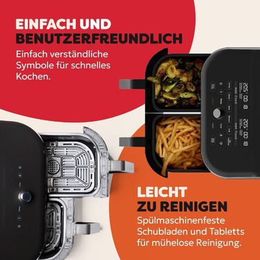 Фритюрниця повітряна Vortex Plus ClearCook 5.7L, чорна, 6-в-1, 1700W, з вікном, 8L