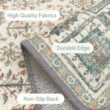 Килим GENIMO Boho Vintage 160x230 см, короткий ворс, антиковзаючі, для вітальні, спальні, їдальні, офісу, салатовий, геометричний, прямокутний