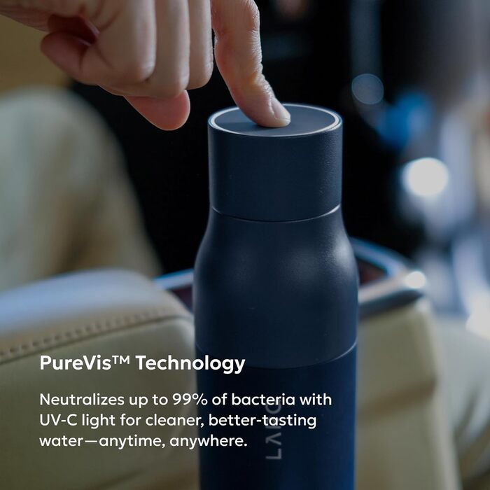 Пляшка для води LARQ PureVis 740 мл Monaco Blue з самоочищенням UV-C, нержавіюча сталь, BPA-free