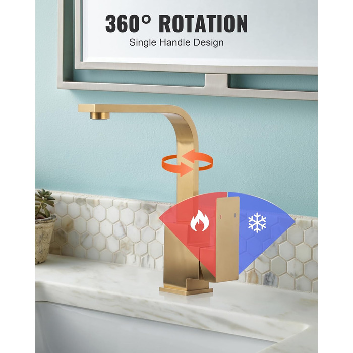 Кухонний змішувач з нержавіючої сталі, поворотний на 360°, для кухні, вантажівки, ванної кімнати, золотий