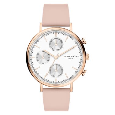 Годинник Liebeskind Berlin для жінок – круглий багатофункціональний годинник 38 мм – браслет з нержавіючої сталі або шкіри – водонепроникний 5ATM. Елегантний дизайн (рожевий)