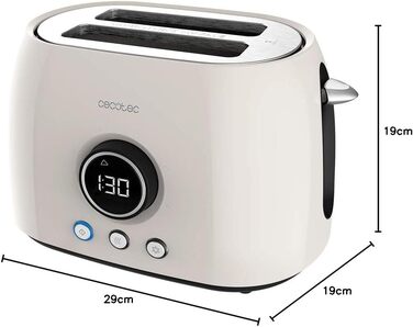 Тостер Cecotec ClassicToast 8000 Biege Double: 800 Вт, 2 широкі слоти, 3 функції, бежевий колір