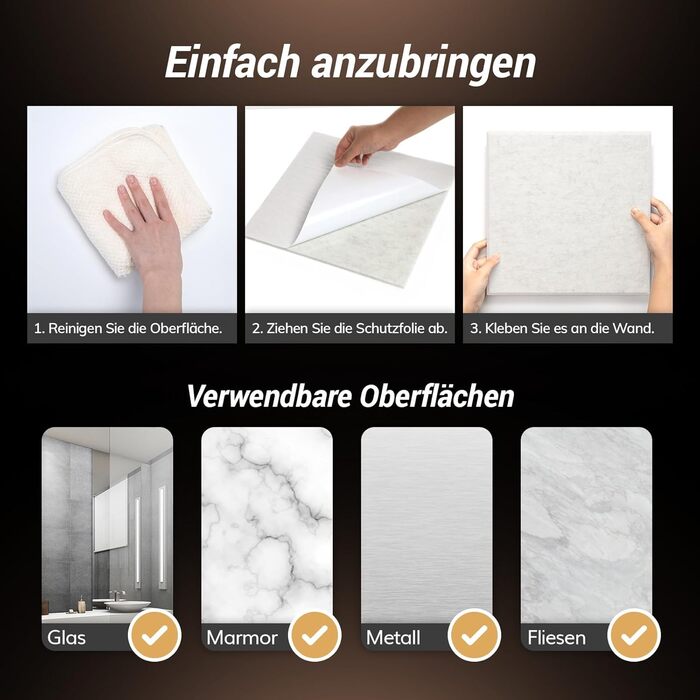 Акустичні панелі TONOR самоклеючі, квадратні звукопоглинаючі плити з поліестеру 30x30x0,9 см, 18 шт, сірі — шумоізоляція для стін, стелі та дверей