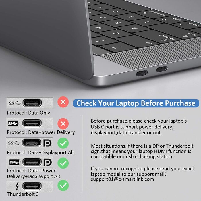 Док-станція USB-C для ноутбука з підтримкою 2 моніторів 4K, 13 в 1, з DisplayPort, HDMI, USB3.1, RJ45, 100W PD, кардридер, аудіо/мікрофон, для Dell HP (сірий)